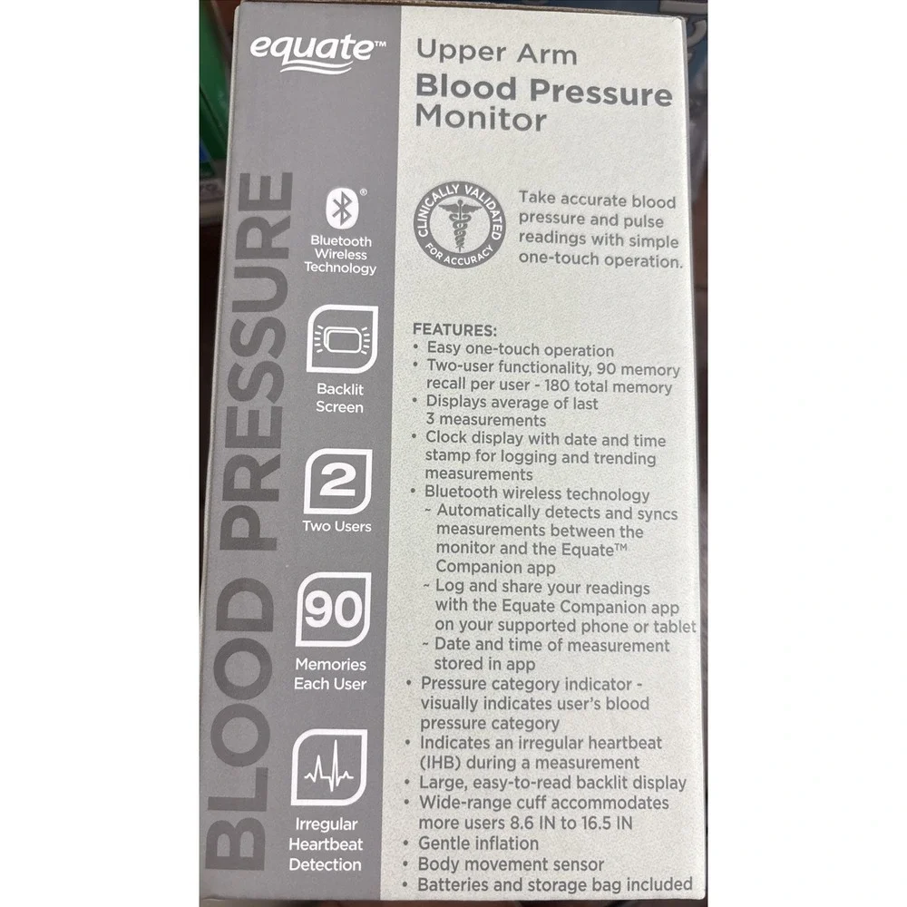 EQUATE 6000 Series Wireless Blood Pressure Series Upper Arm Monitor Black